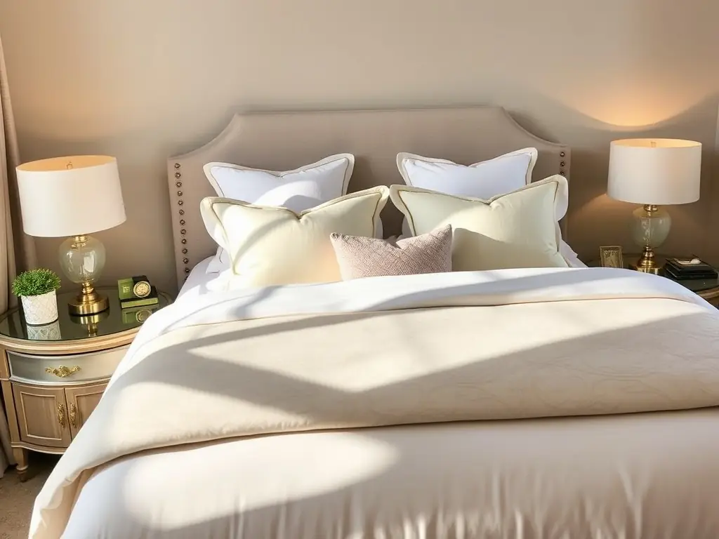 A cozy and well-maintained bedroom with neatly made bed and organized shelves, illustrating the benefits of regular maintenance cleaning. The room is clean and inviting, promoting a sense of calm and relaxation.
